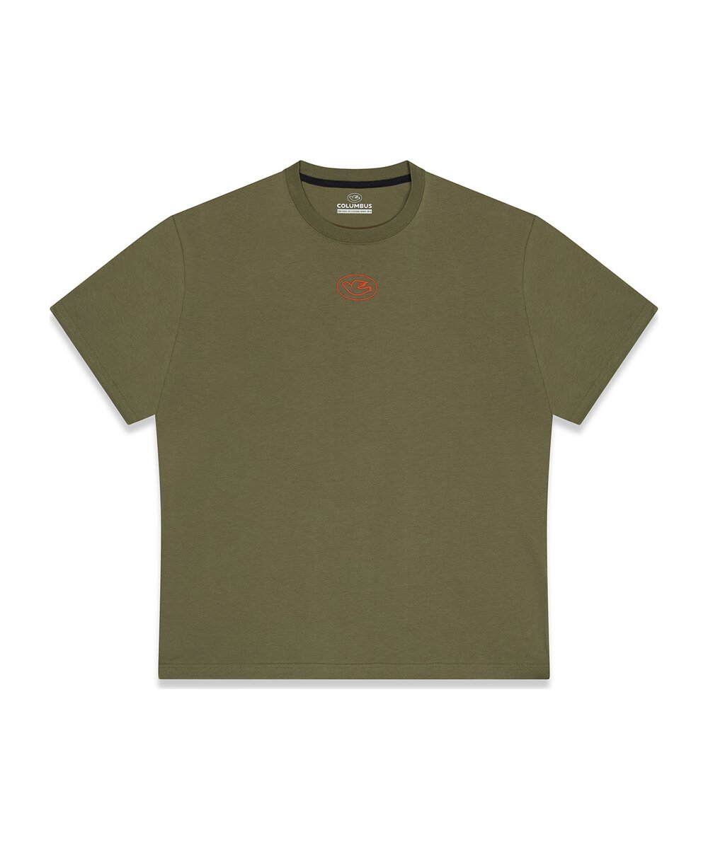 T-SHIRT COLUMBUS FORK STICKER ARMY GREEN