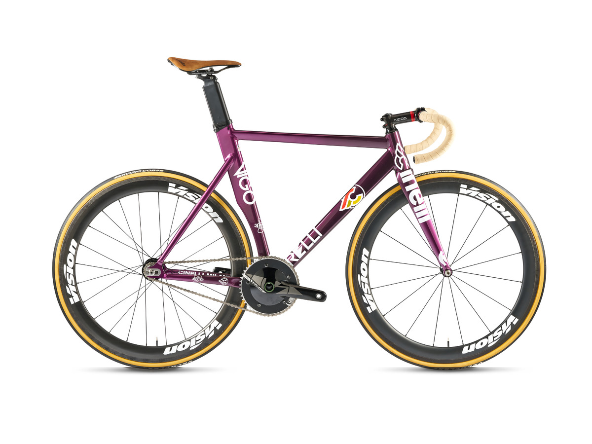 Cinelli Vigorelli fixed-gear bike, Burgundy Nebula colourway, side profile